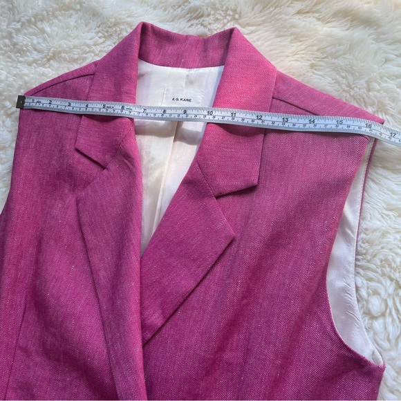 NEW R.G. Kane Harlow Jacket Dress Tuxedo FLAX Linen Cotton Sz L Fuchsia Pink - Picture 10 of 17